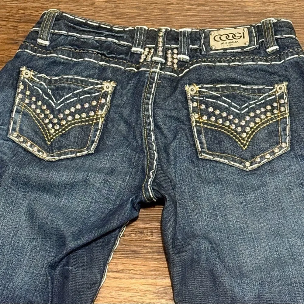 COOGI Blue Bootcut Jeans with Classic Large Detail Stitching Size 9/10
